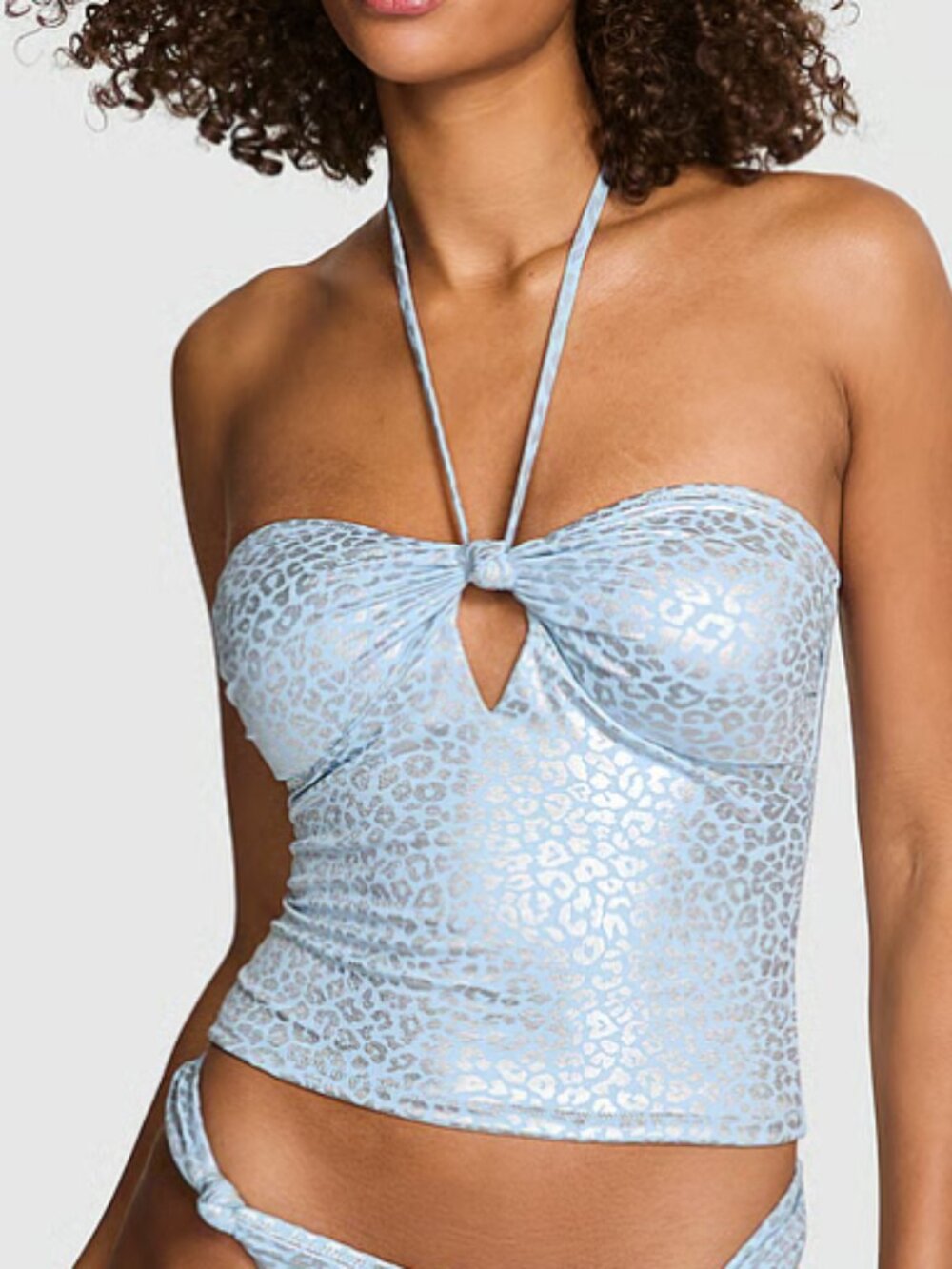 Halter Knot Top Tankini Icy Blue